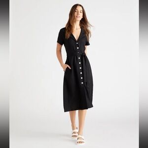 Like-New Quince 100% European Linen Button Front Dress